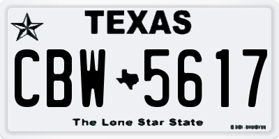 TX license plate CBW5617