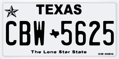 TX license plate CBW5625