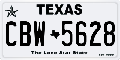 TX license plate CBW5628