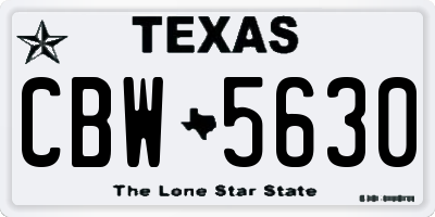 TX license plate CBW5630