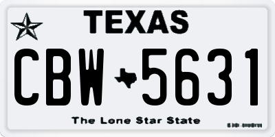 TX license plate CBW5631