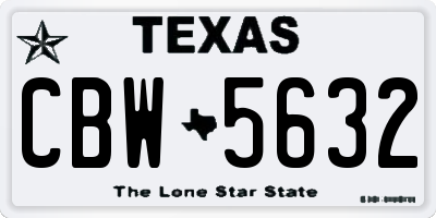 TX license plate CBW5632
