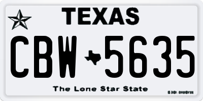 TX license plate CBW5635