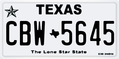TX license plate CBW5645