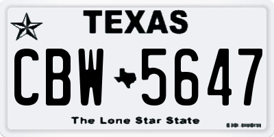 TX license plate CBW5647