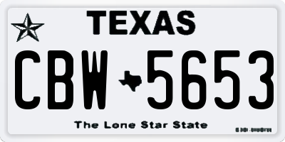 TX license plate CBW5653