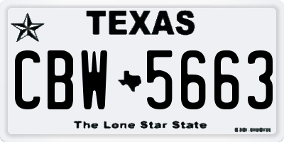 TX license plate CBW5663