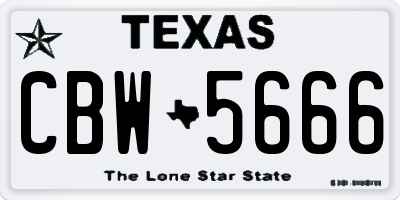 TX license plate CBW5666
