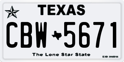 TX license plate CBW5671