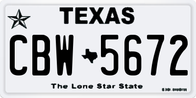 TX license plate CBW5672
