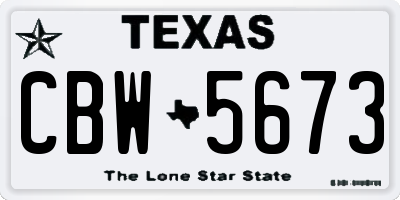 TX license plate CBW5673