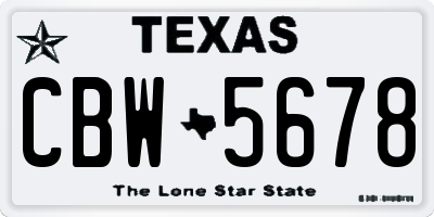 TX license plate CBW5678