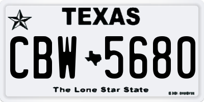 TX license plate CBW5680