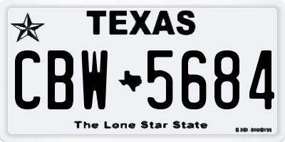 TX license plate CBW5684