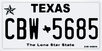 TX license plate CBW5685