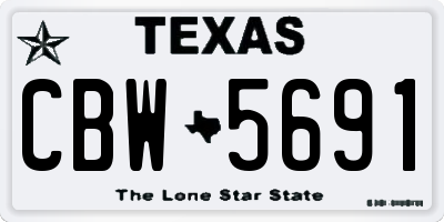 TX license plate CBW5691