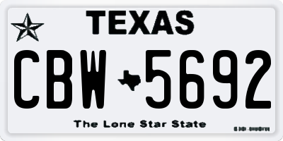 TX license plate CBW5692