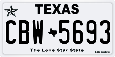TX license plate CBW5693