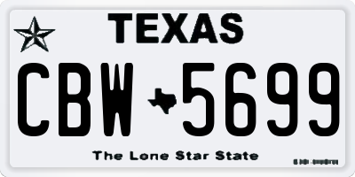 TX license plate CBW5699