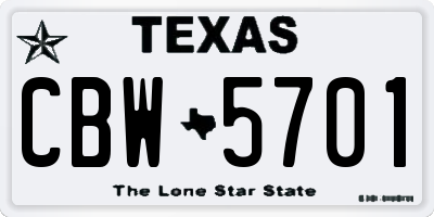 TX license plate CBW5701