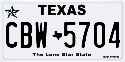 TX license plate CBW5704