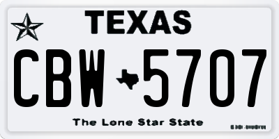 TX license plate CBW5707