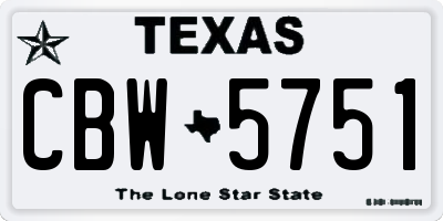 TX license plate CBW5751