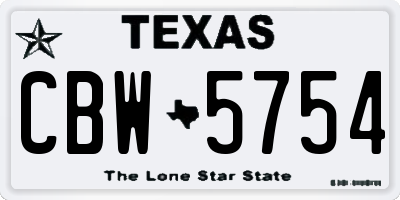 TX license plate CBW5754