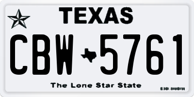 TX license plate CBW5761