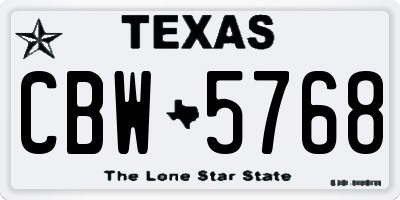TX license plate CBW5768