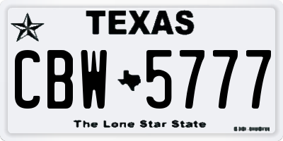 TX license plate CBW5777