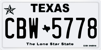 TX license plate CBW5778