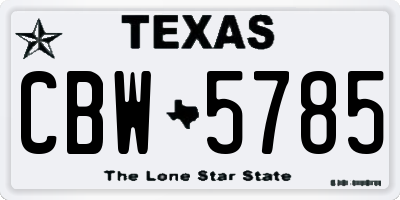 TX license plate CBW5785