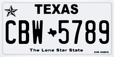 TX license plate CBW5789