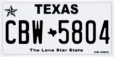 TX license plate CBW5804