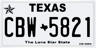 TX license plate CBW5821