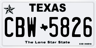 TX license plate CBW5826