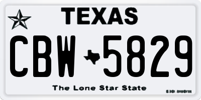 TX license plate CBW5829