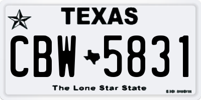 TX license plate CBW5831