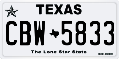 TX license plate CBW5833