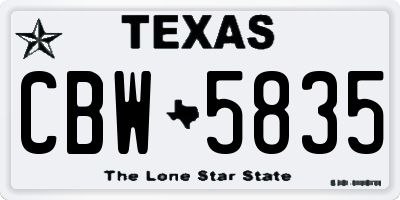 TX license plate CBW5835