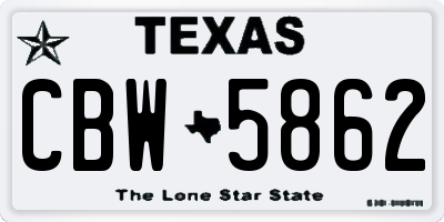 TX license plate CBW5862