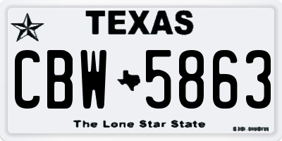 TX license plate CBW5863