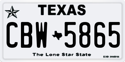 TX license plate CBW5865