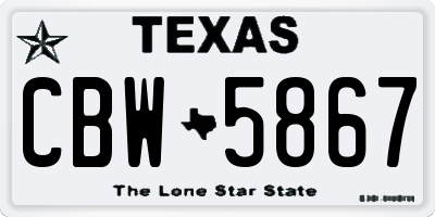 TX license plate CBW5867