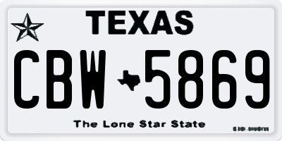 TX license plate CBW5869