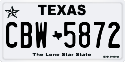 TX license plate CBW5872