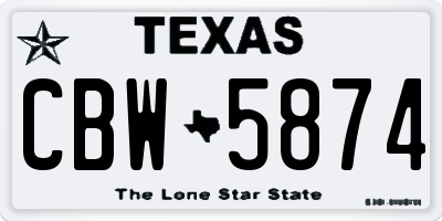 TX license plate CBW5874