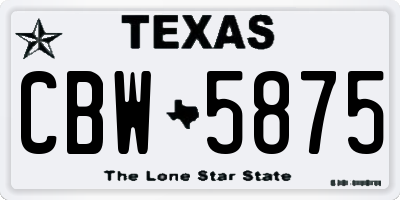 TX license plate CBW5875