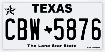 TX license plate CBW5876